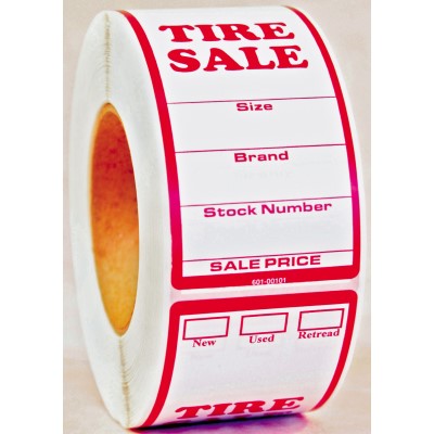 Tire Labels for New, Used and Retreaded Tires - Roll of 500